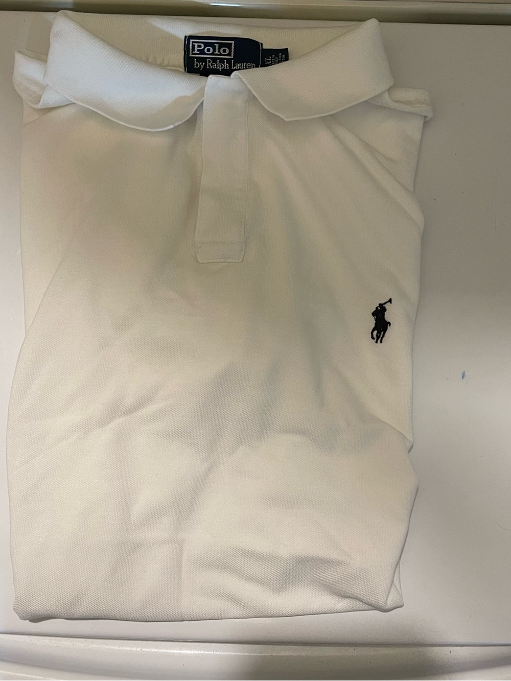 Ralph Lauren Men's White Polo with Navy Pony Logo